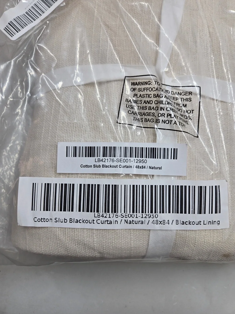 NWT QUINCE Set Of 2 48x84 Cotton Slub Blackout Curtains Natural 0723